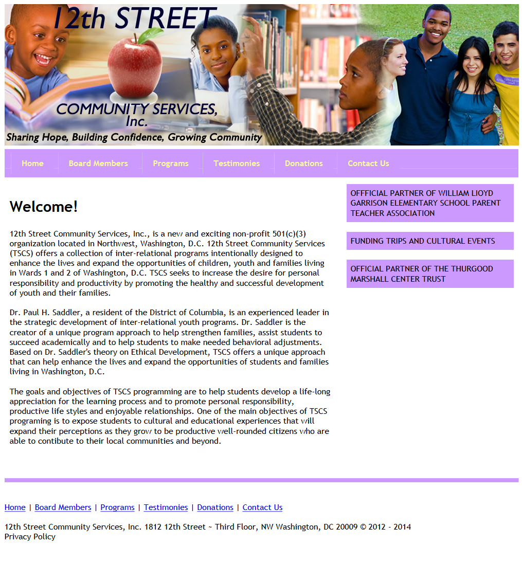 Twelfth Street Community Services, Inc. Homepage