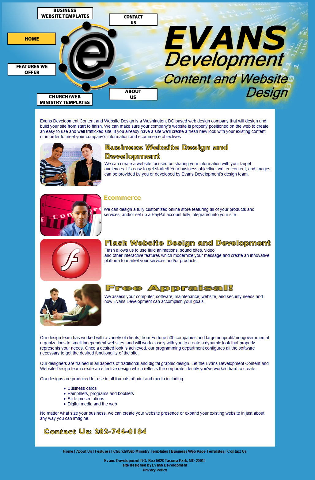 E-Dev Website and Content Design Homepage