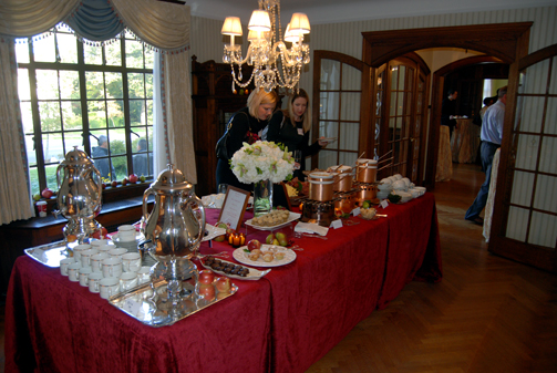 Buffet table set-up at the Parks House